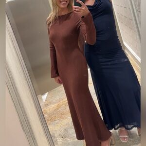 PRETTYGARDEN Long Sleeve Brown Maxi Dress